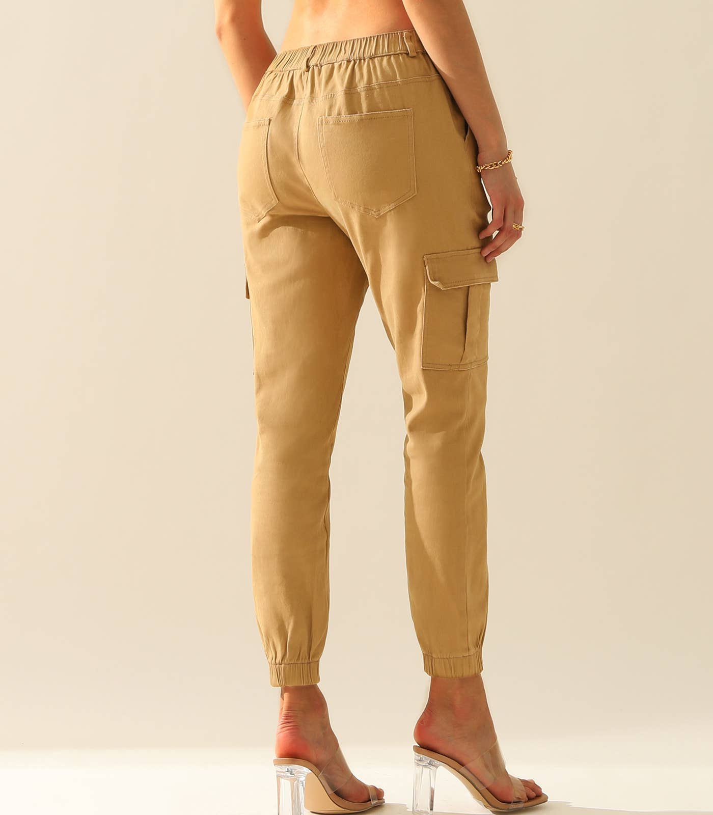 CWBLP400_Elastic Waist Cargo Pants Cotton Cargo Work Pants