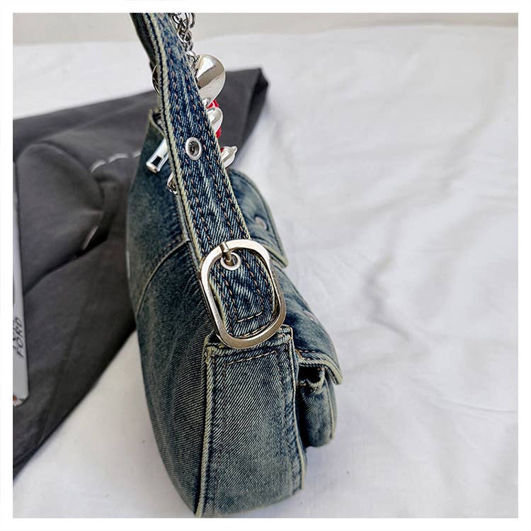 Fashionable denim single-shoulder crossbody bag