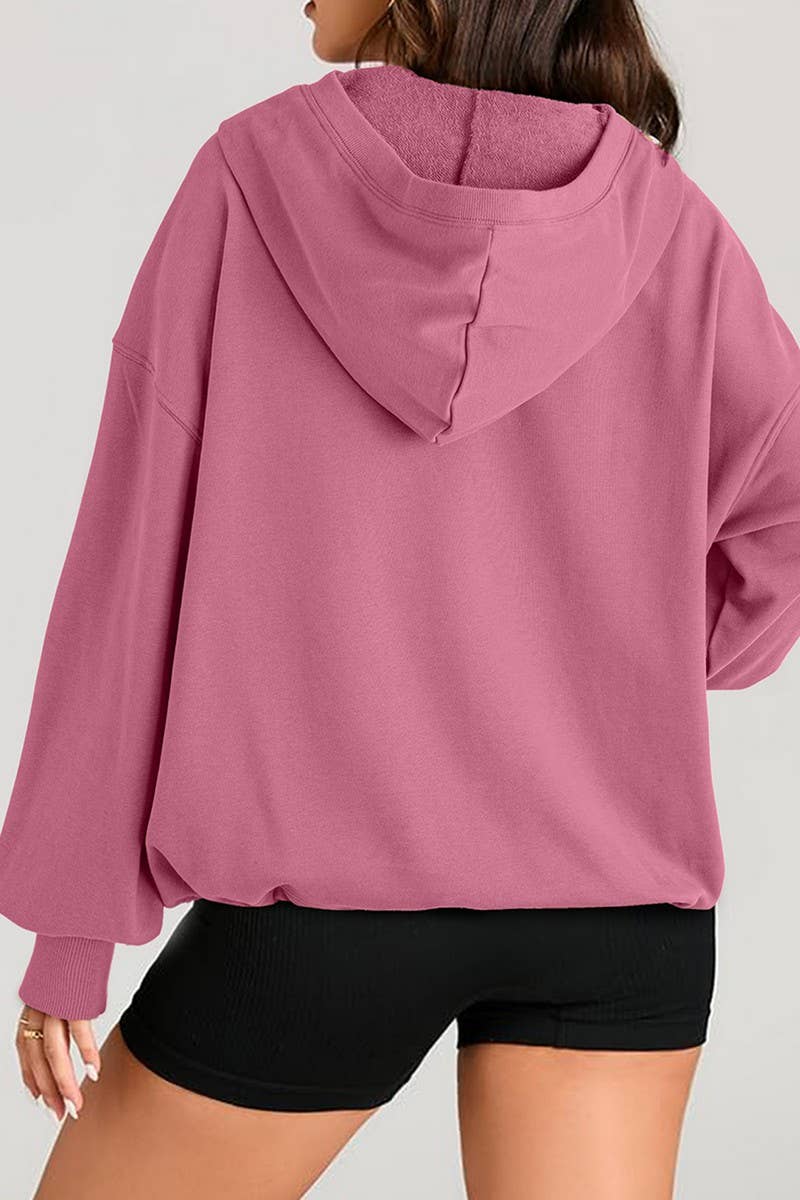 CWOHOL0935_SOLID COLOR HOODED ZIPPER POCKET SWEATSHIRT