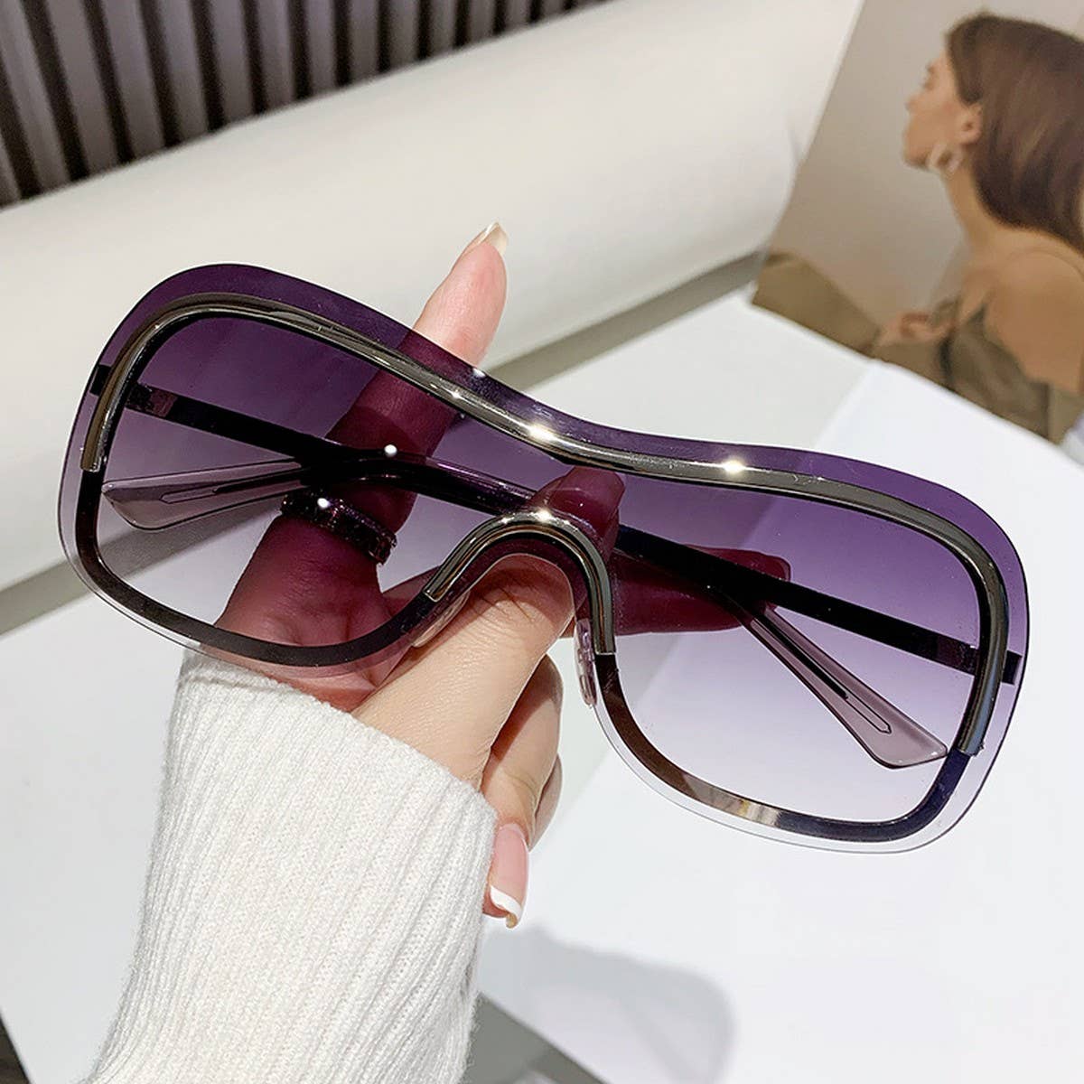 INTEGRATED METAL SUNGLASSES FRAMELESS GLASSES