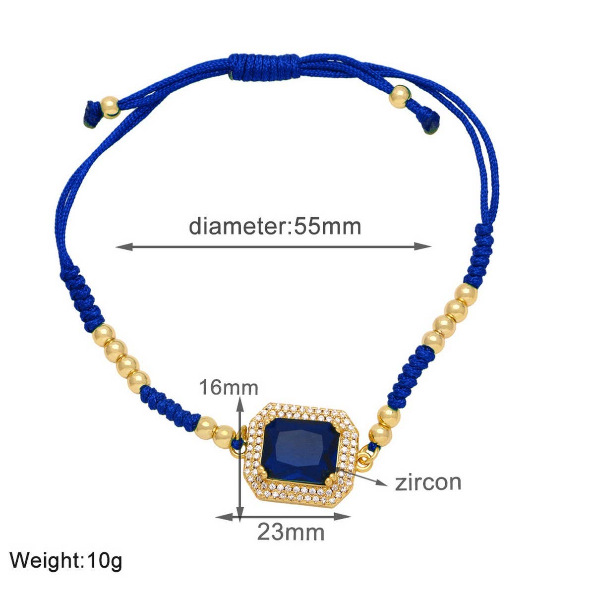 BOHEMIAN COLORED ZIRCON GEOMETRIC SQUARE BRACELET_CWAJE1041