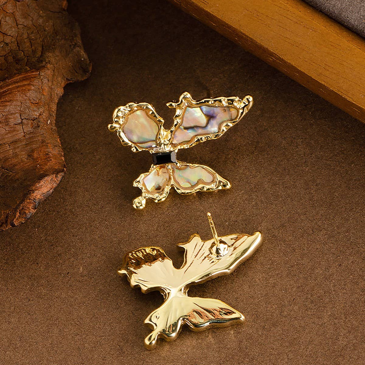 COLORFUL ABALONE BUTTERFLY EARRINGS