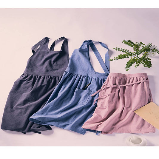 CWMM1832_Cotton Linen Household Kitchen Apron Work Apron