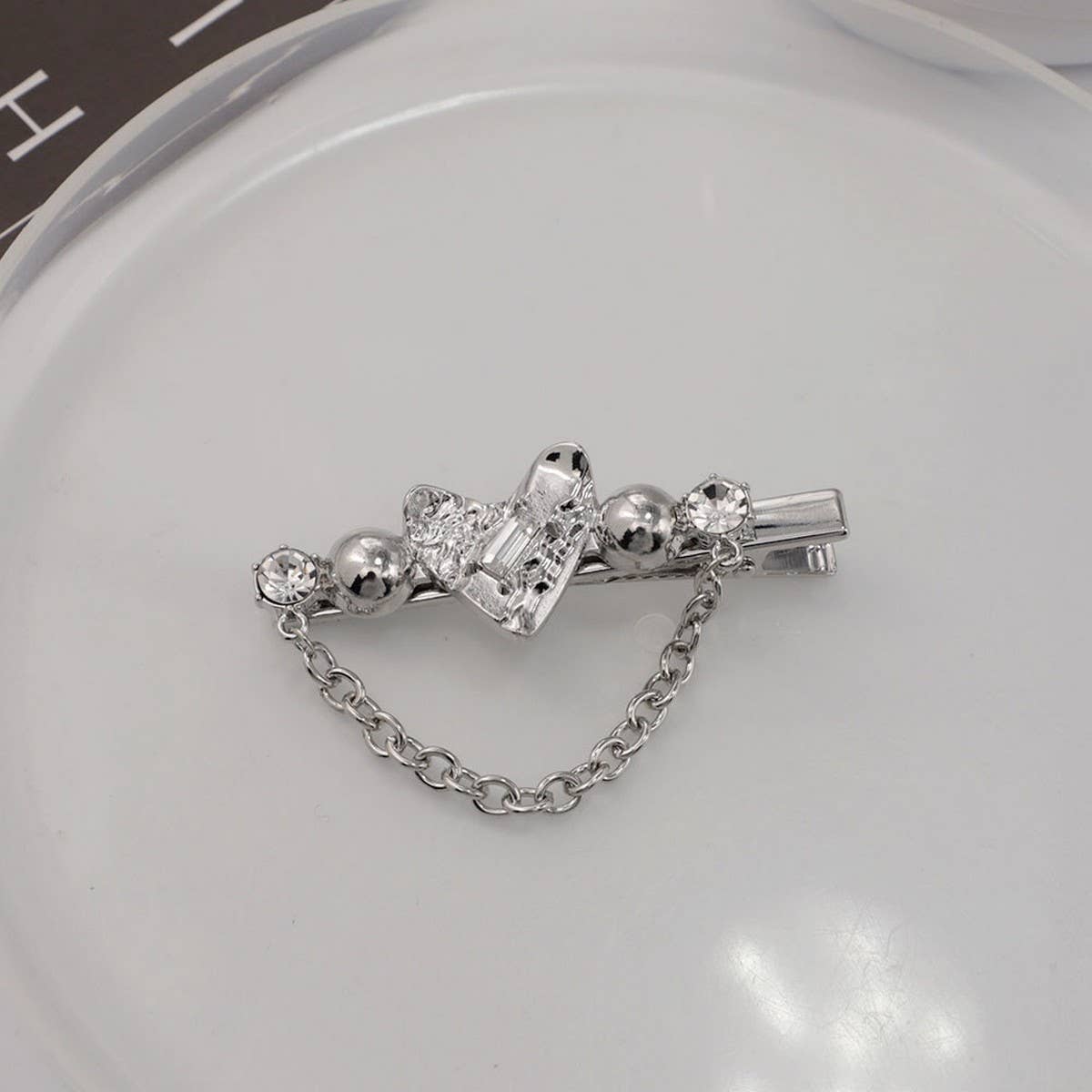 METAL ROSE HAIRPIN SIDE BANGS DUCKBILL CLIP