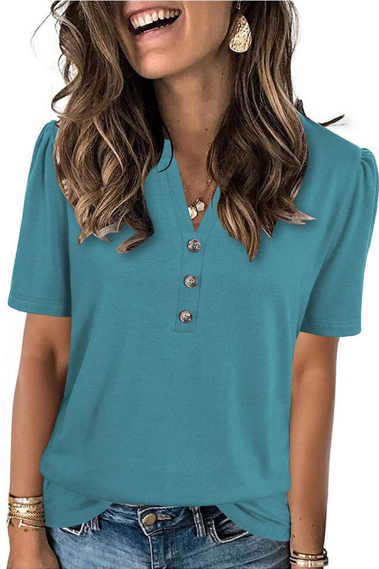 Cwtbls1821_Summer Twist-Button Fashion Short-Sleeved T-Shirt