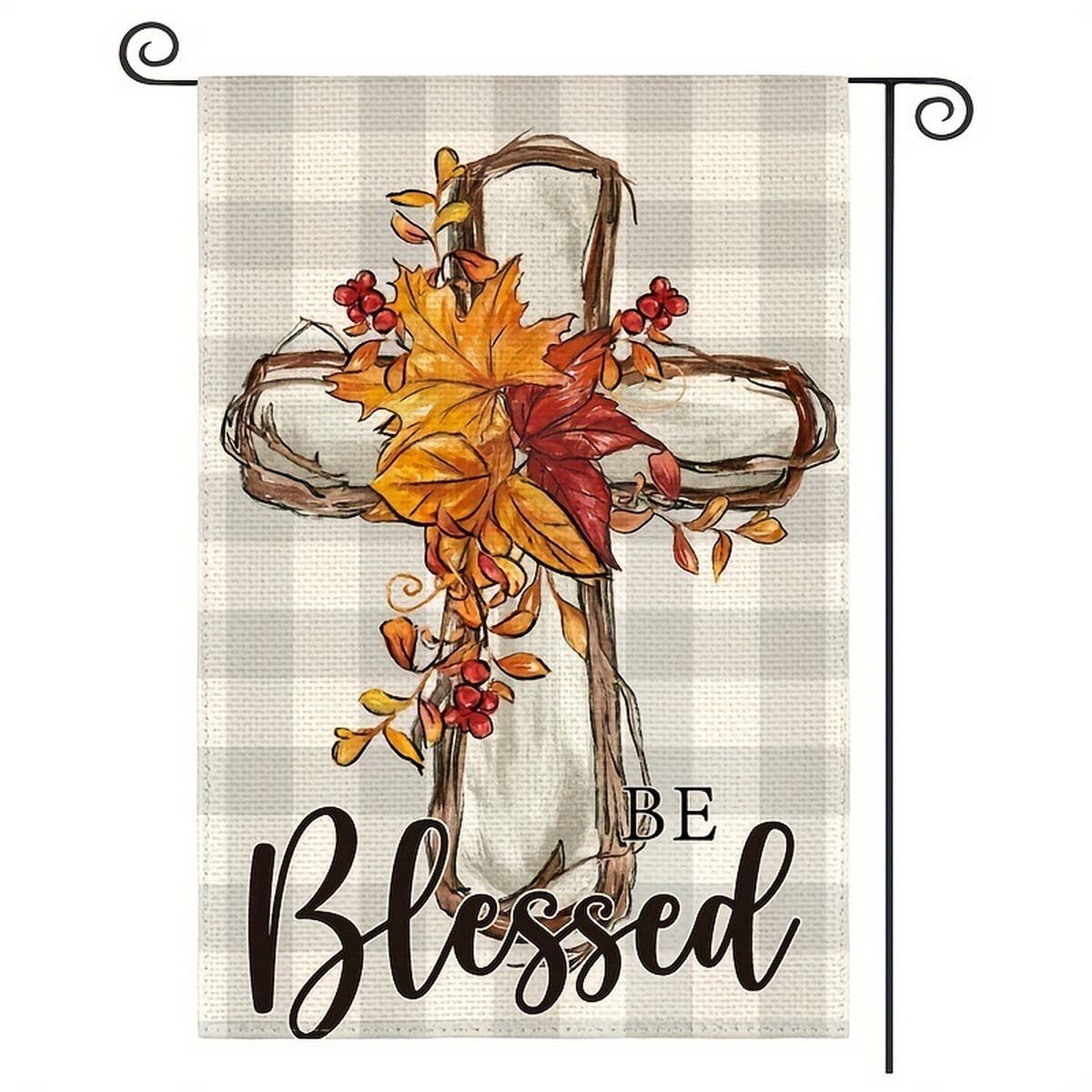 CWMM10261_THANKSGIVING FALL GARDEN FLAG CROSS DECOR