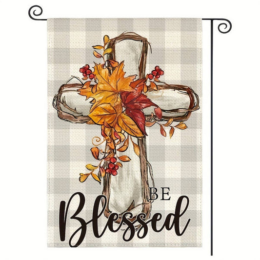 CWMM10261_THANKSGIVING FALL GARDEN FLAG CROSS DECOR