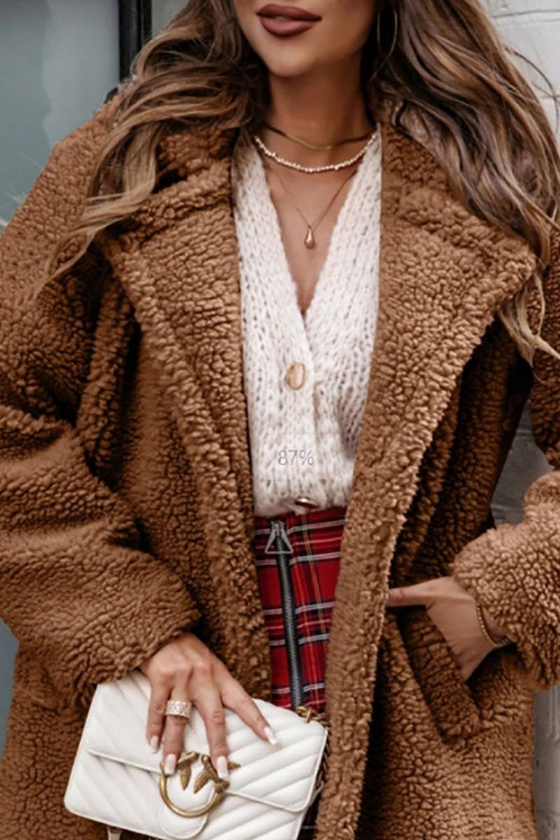 CWOCO00203_FAUX FUR LONG SLEEVE MID-LENGTH COAT