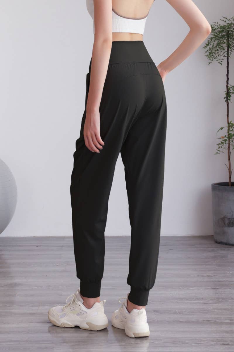 CWBMP0194_HIGH-WAISTED PLASTIC CASUAL FITNESS PANTS