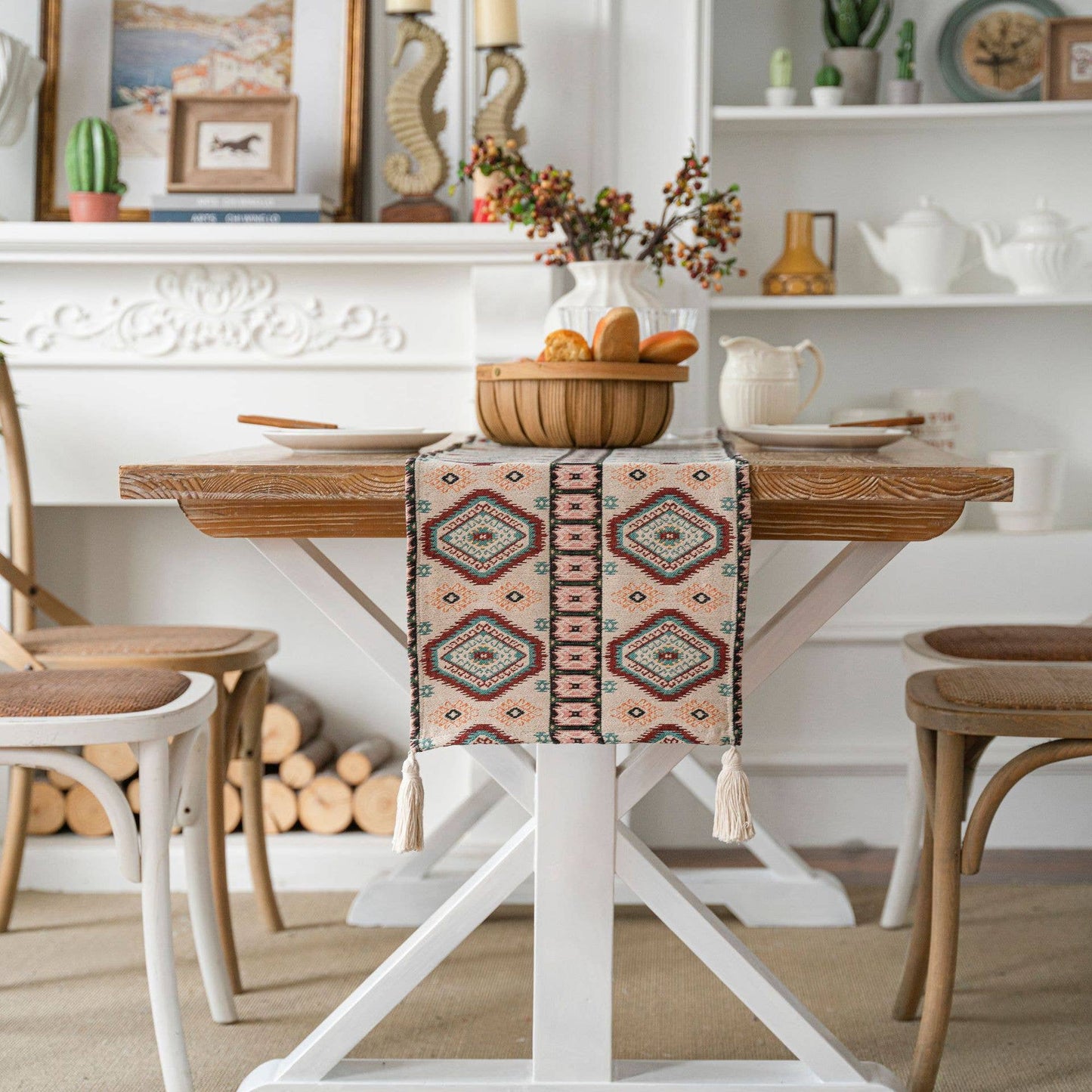 TASSEL DETAILED MULTI PATTERN TABLE RUNNER