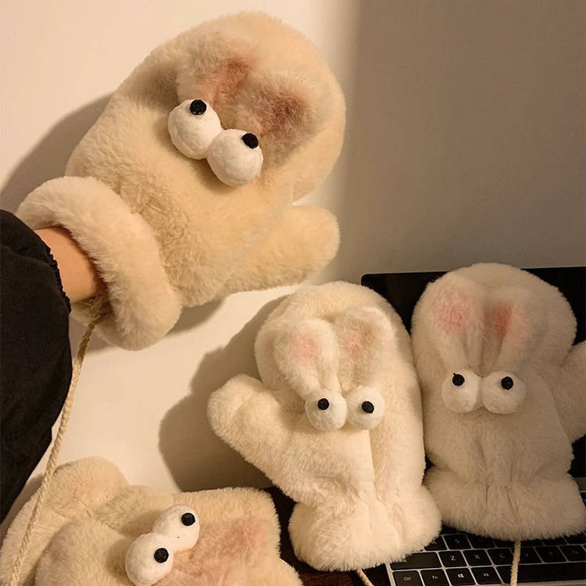 WINTER WARM CARTOON MITTEN HALTER GLOVES_CWAG0183