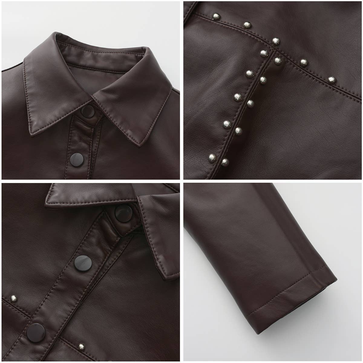 STUDDED LEATHER JACKET BUTTON LEATHER JACKET
