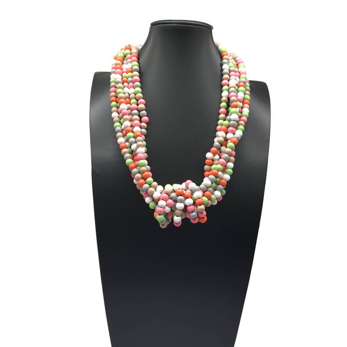 BOHEMIAN MULTI-LAYER WOODEN BEAD KNOT NECKLACE_CWMM4735