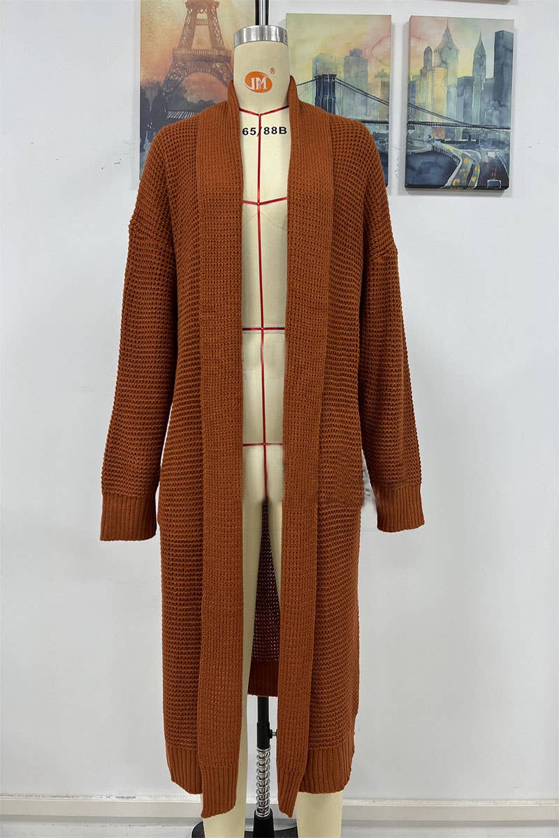 CWOCAL373 Casual Open Front Long Cardigan Sweater