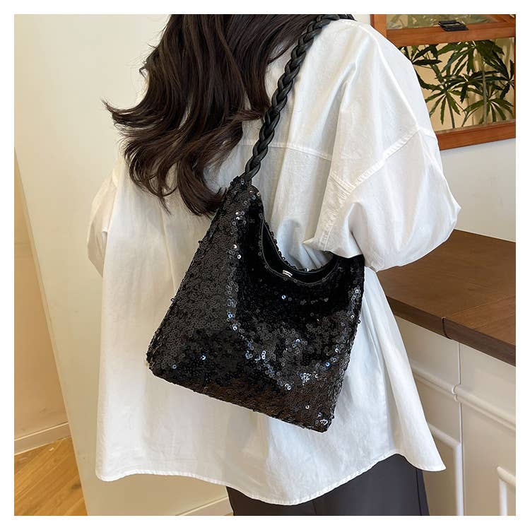 Fashionable sequined single-shoulder bag