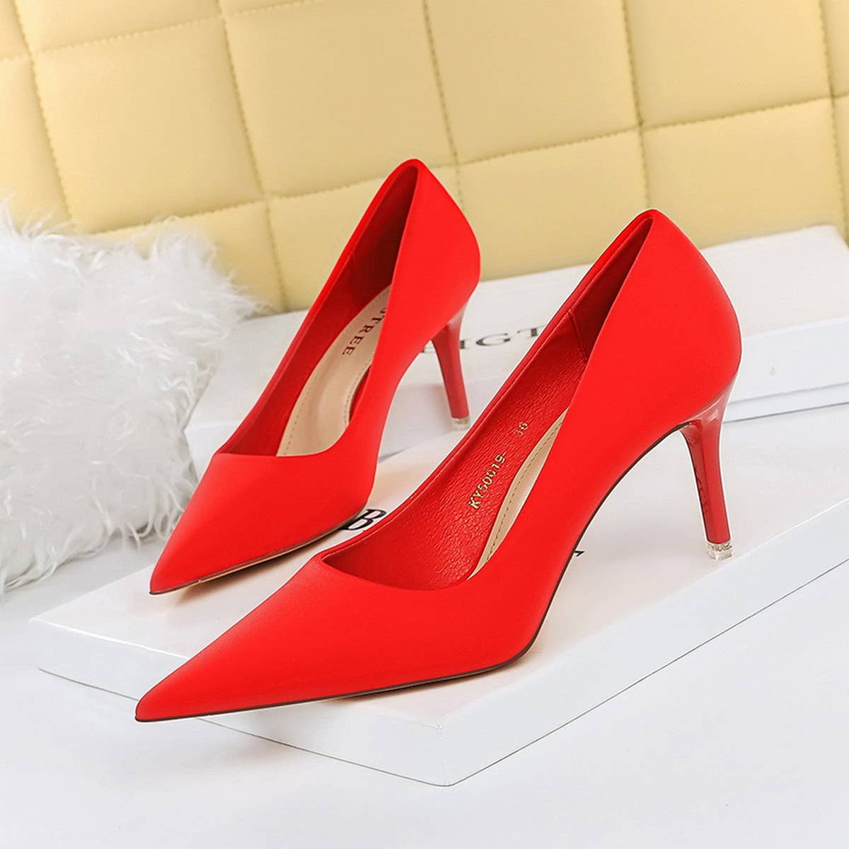 SIMPLE SOLID COLOR SHALLOW POINTED TOE HIGH HEELS_CWSHH0064