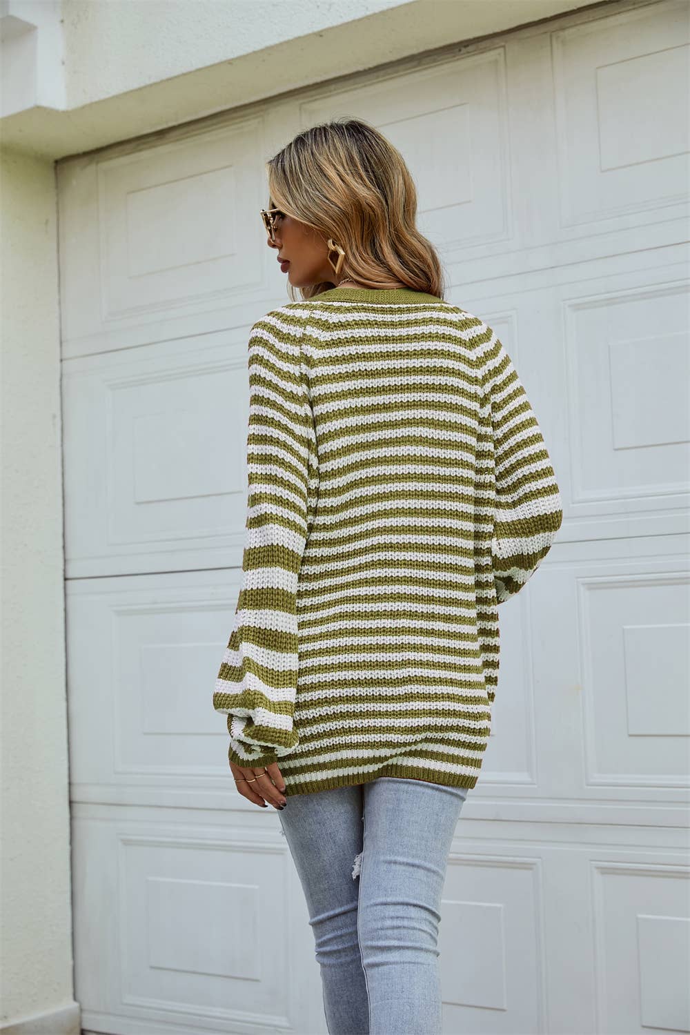 STRIPED SWEATER PLUS SIZE LOOSE KNIT