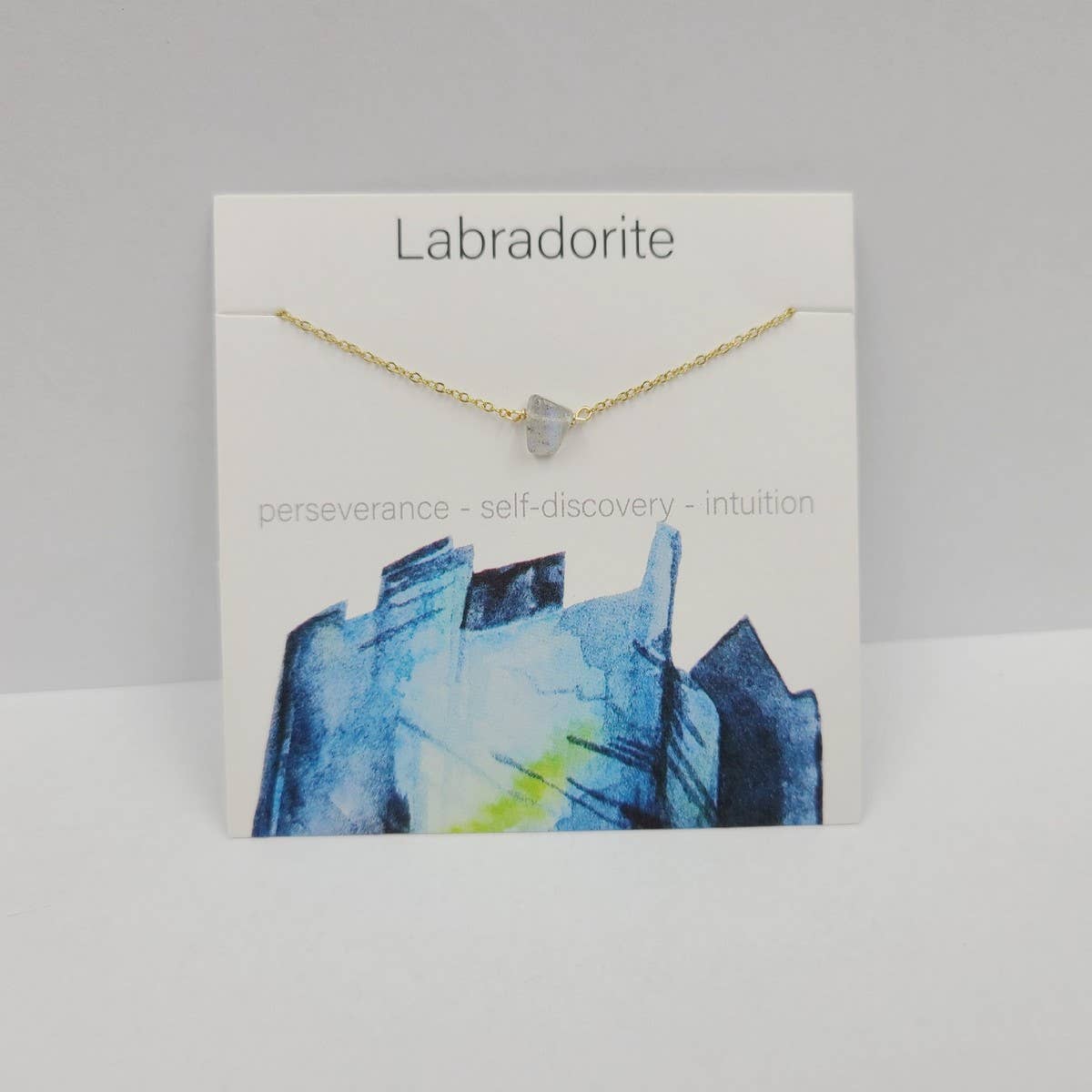 NATURAL CRYSTAL GRAVEL PENDANT NECKLACE WITH CARD