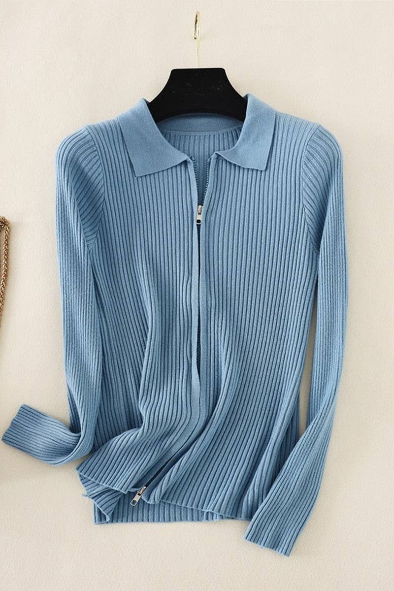 CWOSWL07283_SOLID SLIM KNIT LONG SLEEVE POLO TOP