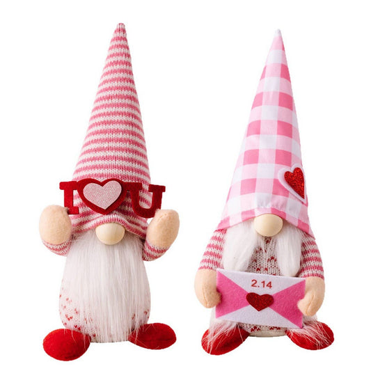 CWMM10273_VALENTINE PINK GNOME COUPLE PLUSH FIGURINE