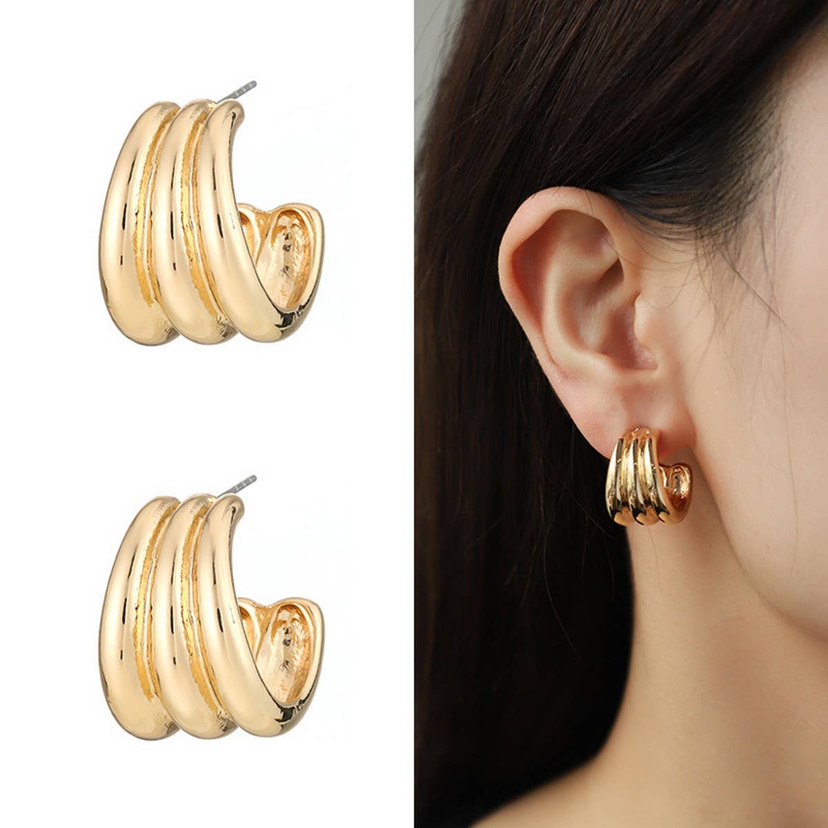 SIMPLE AND ELEGANT METAL EARRINGS FOR WOMEN