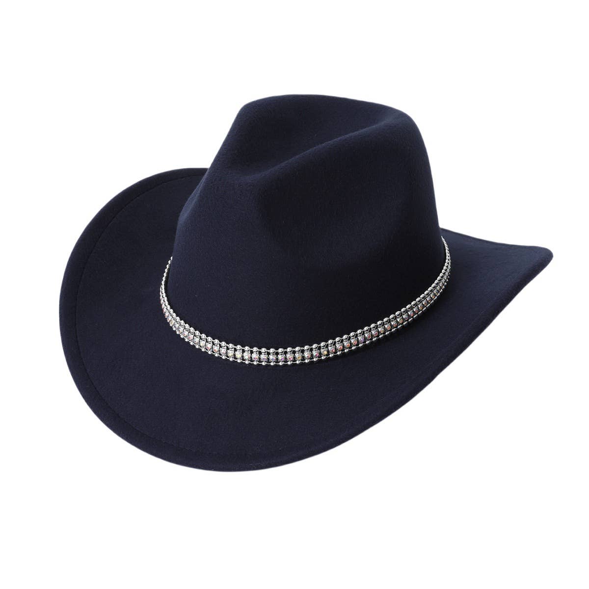 Wool Cowboy Hat with Triple Rhinestone Bands_CWAH3639