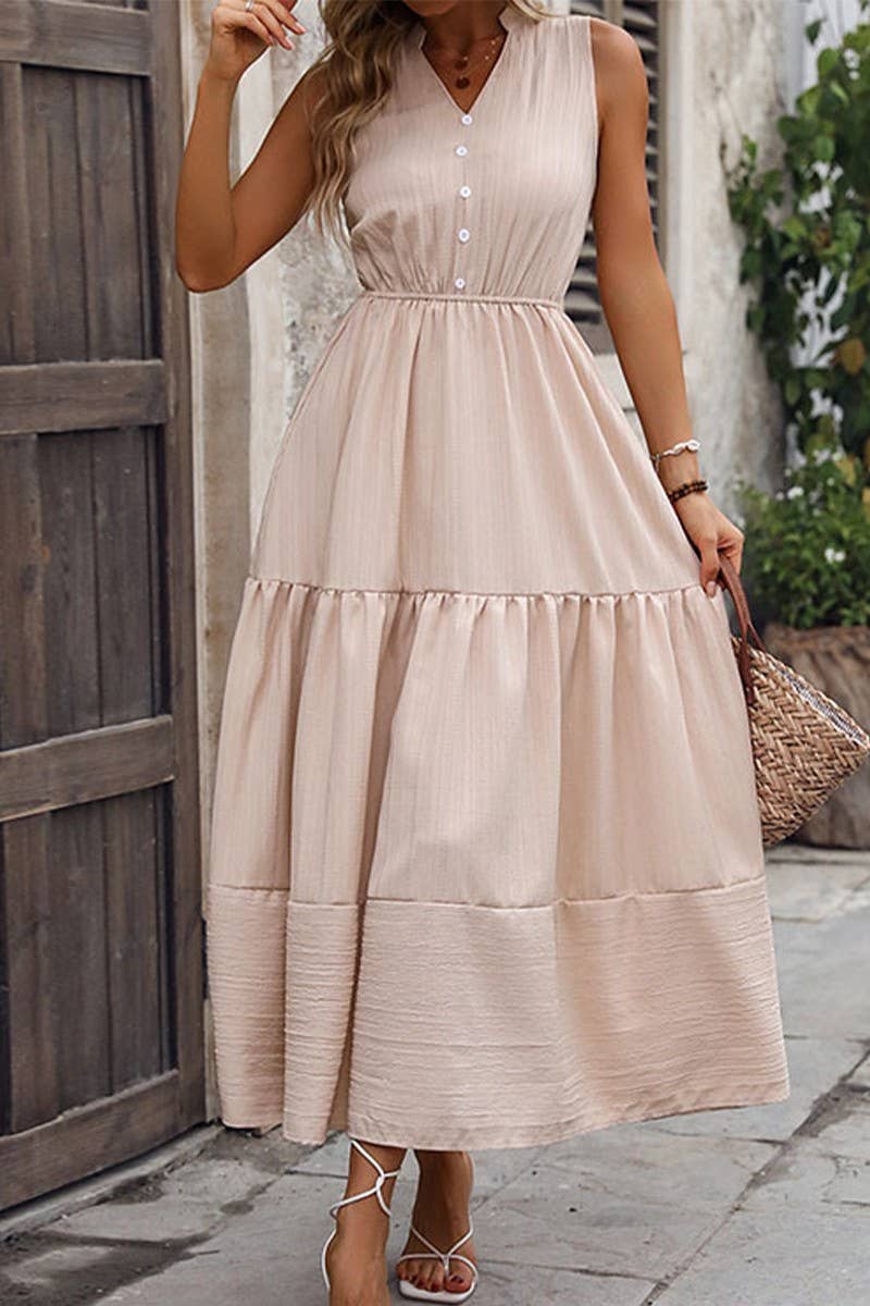 SOLID COLOR TEMPERAMENT SLIM DRESS_CWDMD1235