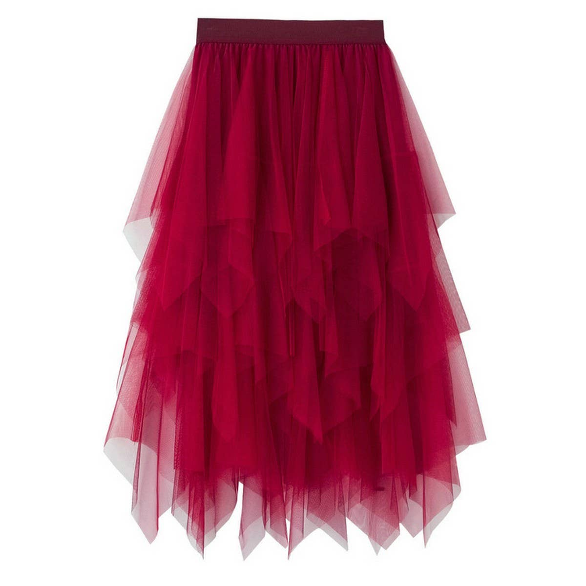 Asymmetrical Tulle High-Waist Midi Skirt_CWBMS0398