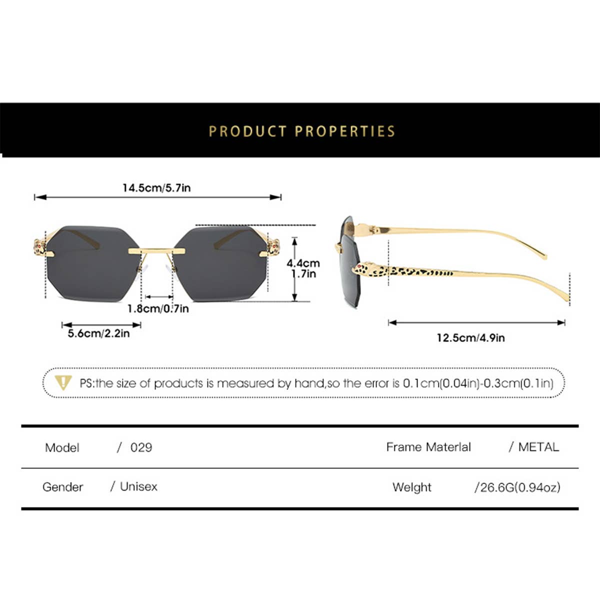 FRAMELESS POLYGONAL FASHION SUNGLASSES