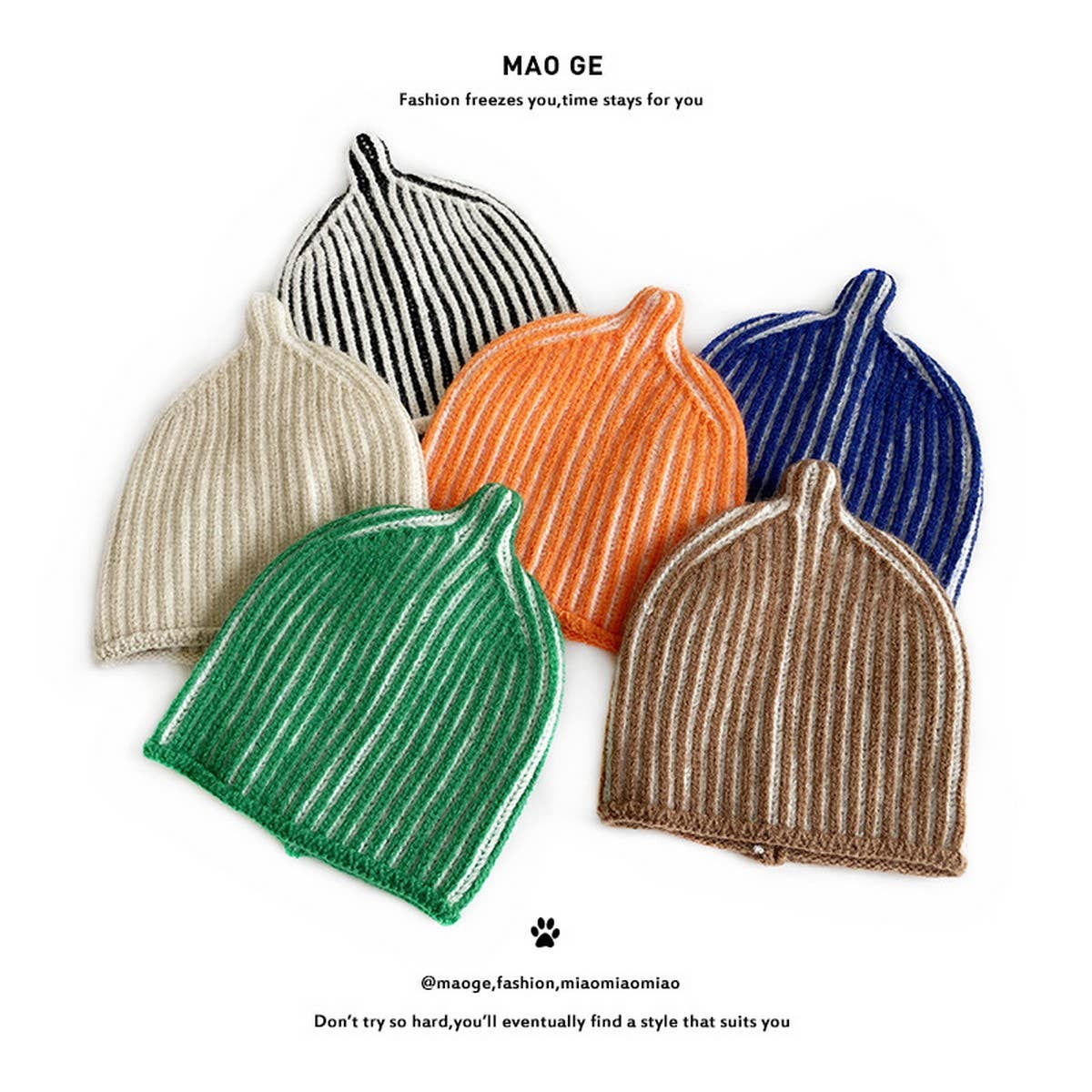2-6 YEARS OLD CONTRAST COLOR CUTE  KNITTED HAT_CWAH2065