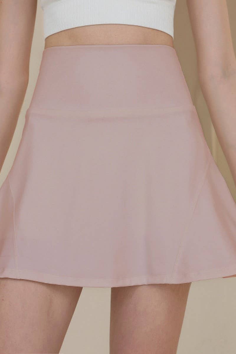 CWBSS0304_FAKE TWO-PIECE PLEATED FITNESS YOGA SKIRT PANTS