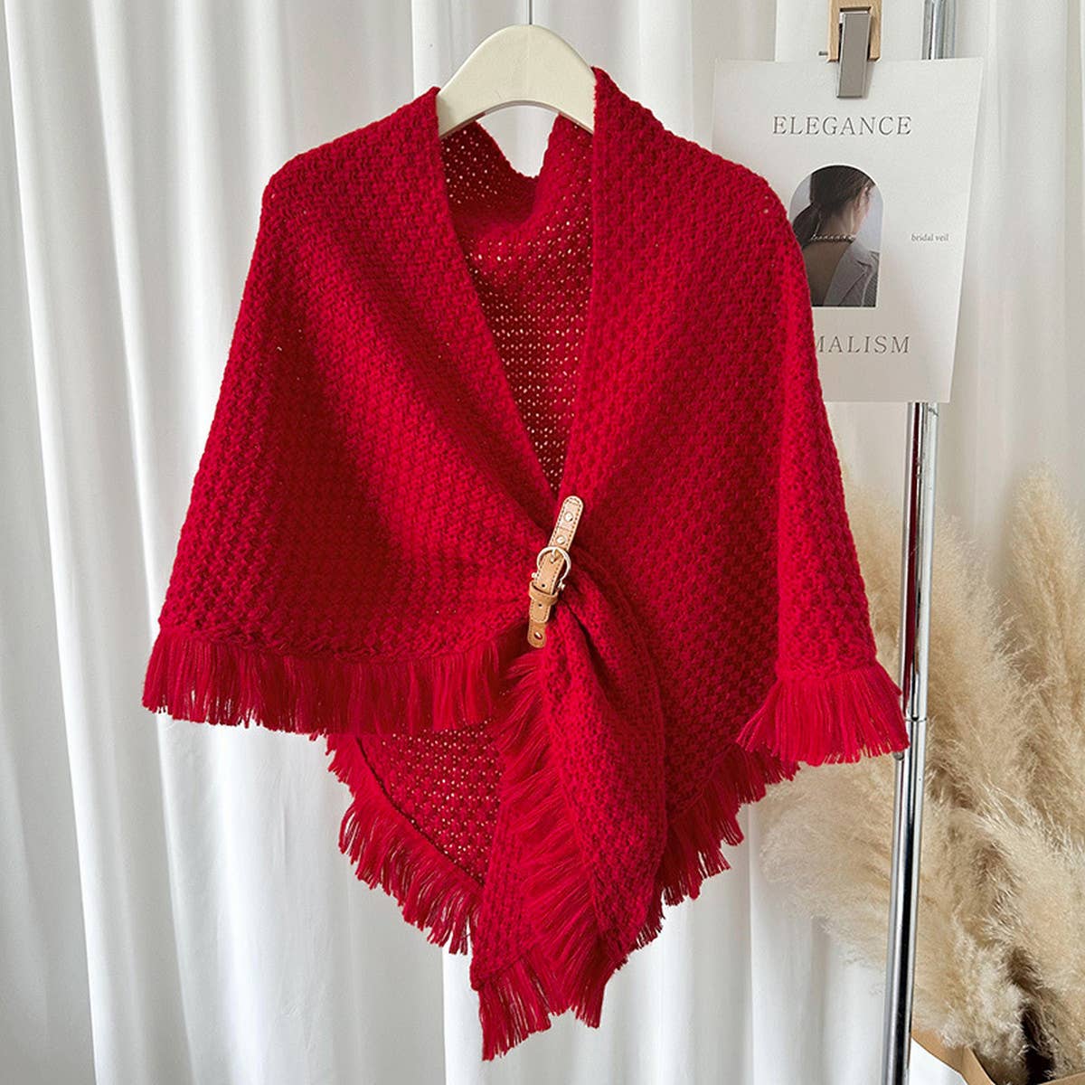 Winter Tassel Cape Scarf Shawl for Warm Layering