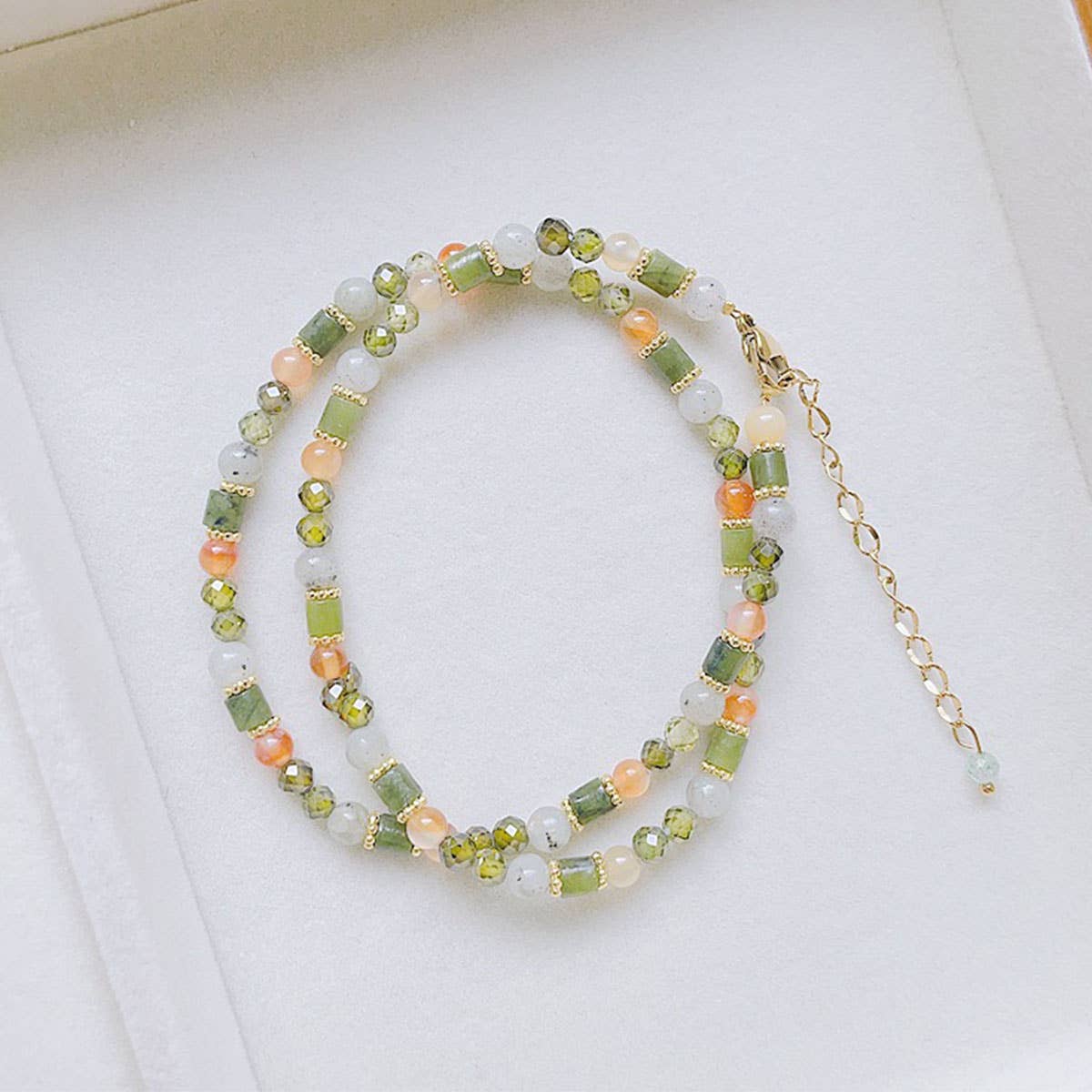 Natural stone hand-beaded Baroque pearl necklace
