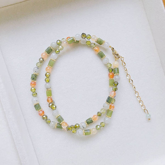 Natural stone hand-beaded Baroque pearl necklace