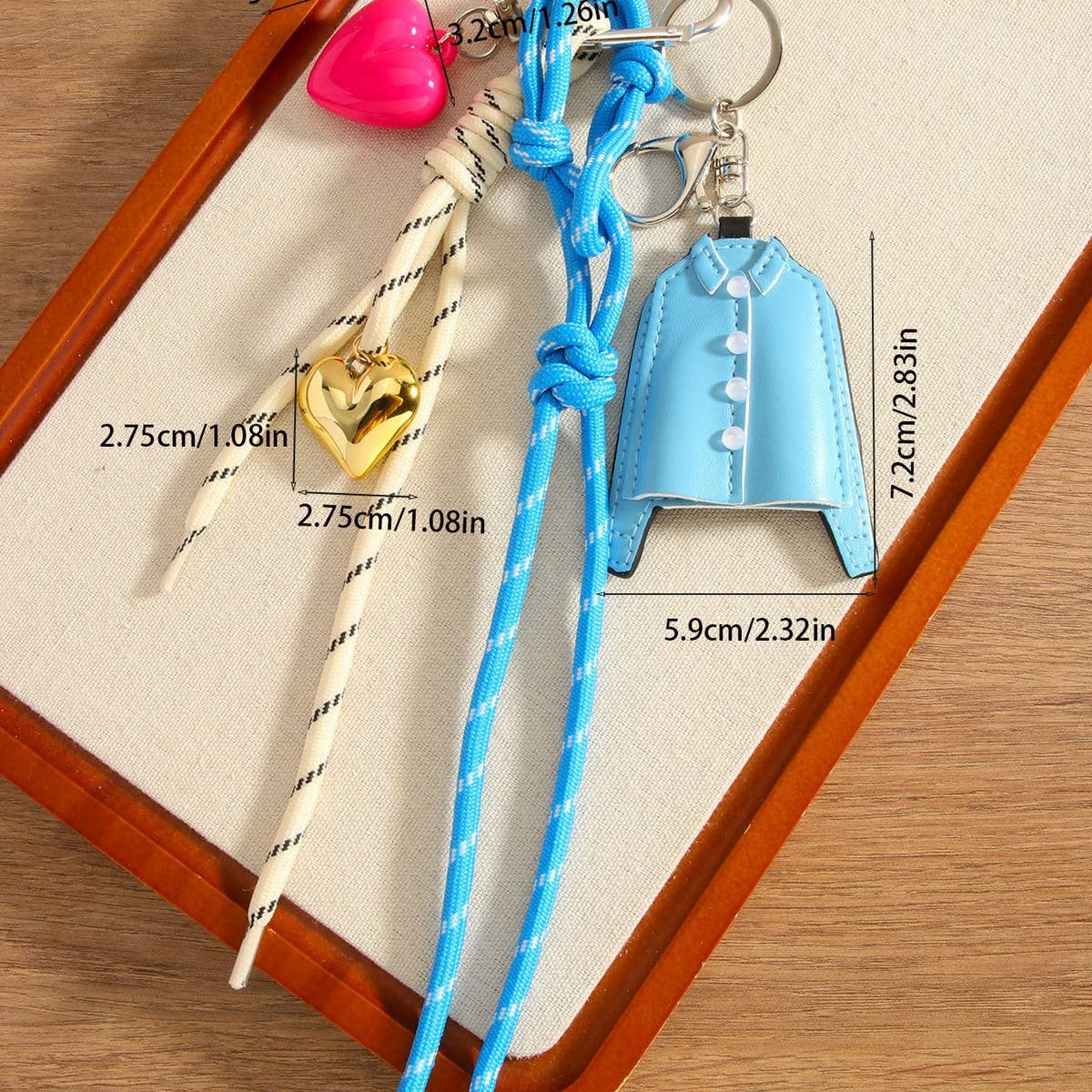 Quirky PU Shirt Keychain with Heart Detail_CWMM7634