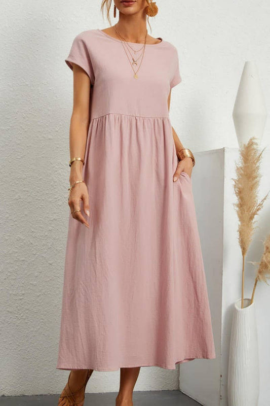 CWDMD5451_SOLID COLOR SLEEVELESS LOOSE POCKET DRESS