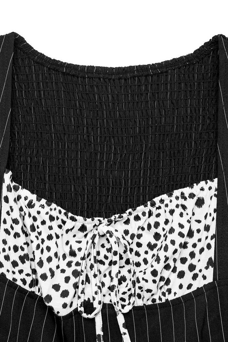 CWDSD8745_COLORBLOCK STRIPE PATCHWORK LONG SLEEVE DRESS