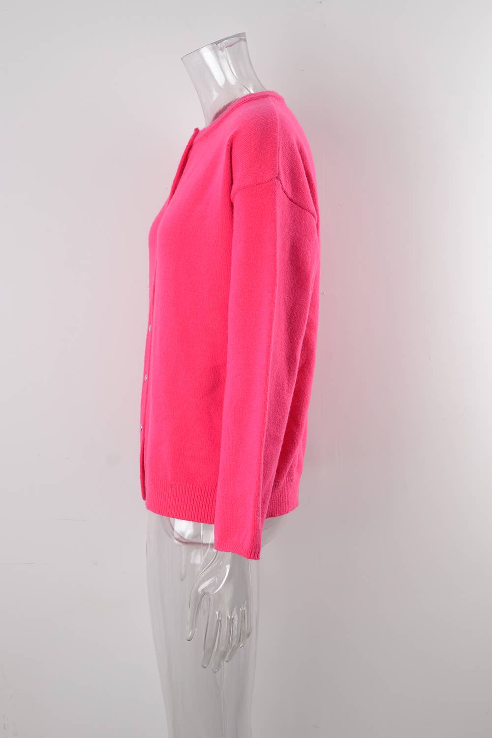 TEMPERAMENT BUTTON KNIT SOLID COLOR CARDIGAN