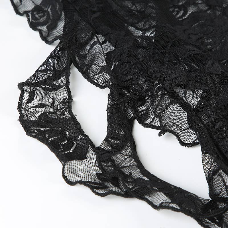 Irregular hemline high waist mesh long dress