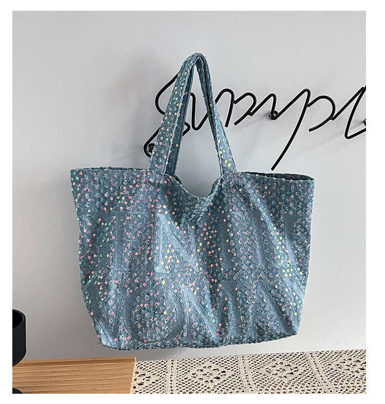 Niche design trendy sequin large-capacity bag