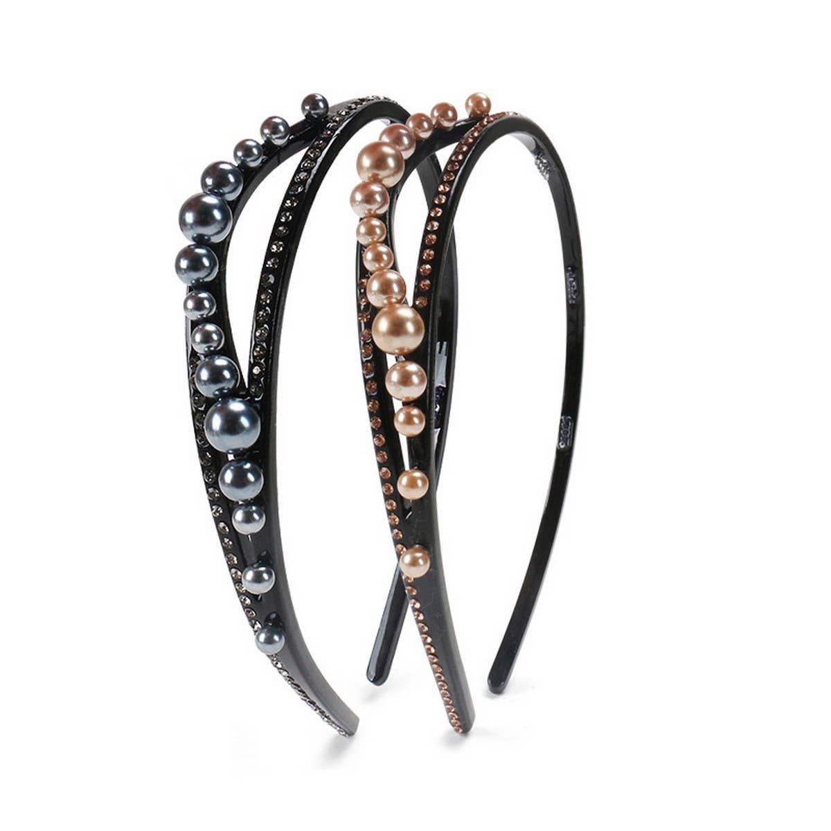 ACETATE GEOMETRIC BLACK PEARL HEADBAND_CWAHA4360
