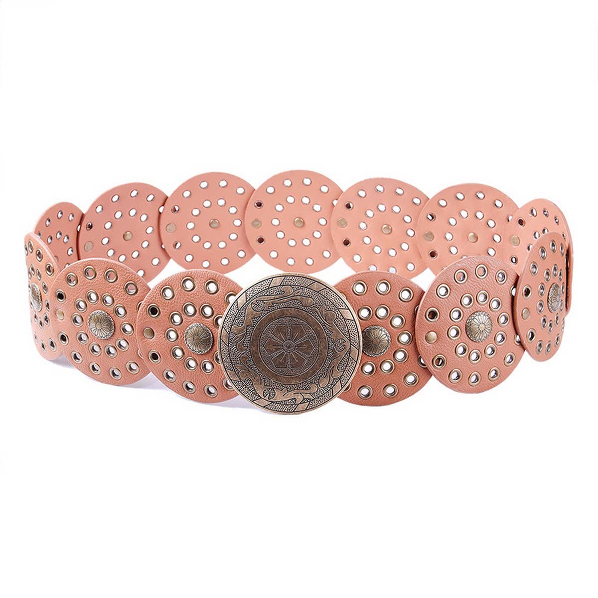 NEW RETRO FASHION RIVET EYELET DISC BELT_CWABE0488