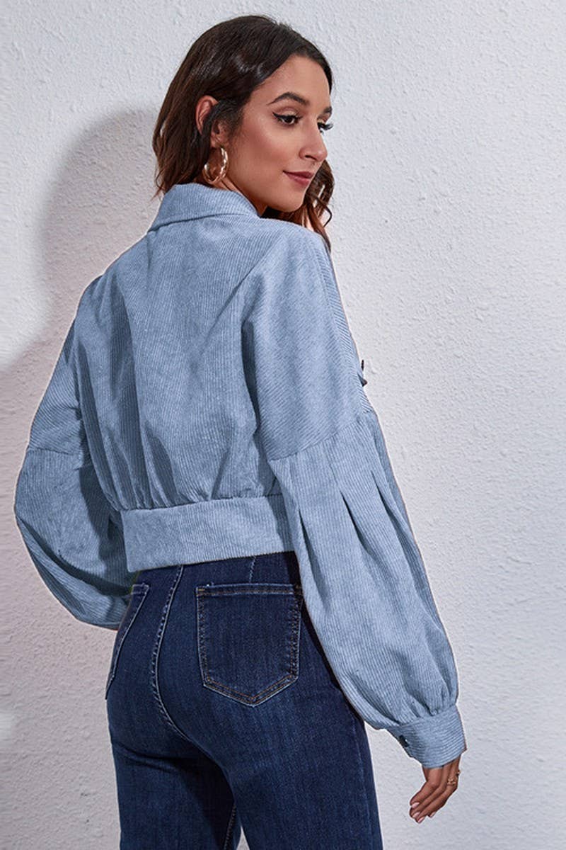 CWOJA1094_BALLOON SLEEVE CORDUROY SHORT JACKET