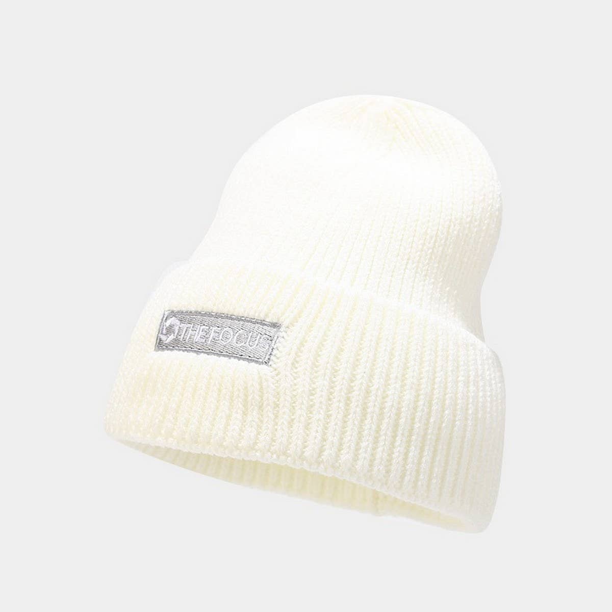 LETTER  THICKENED EMBROIDERED BEANIE KNITTED HAT_CWAH2073