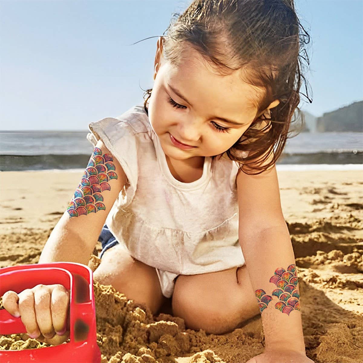 Summer Mermaid Scale Tattoo Stickers Waterproof_CWMM8368