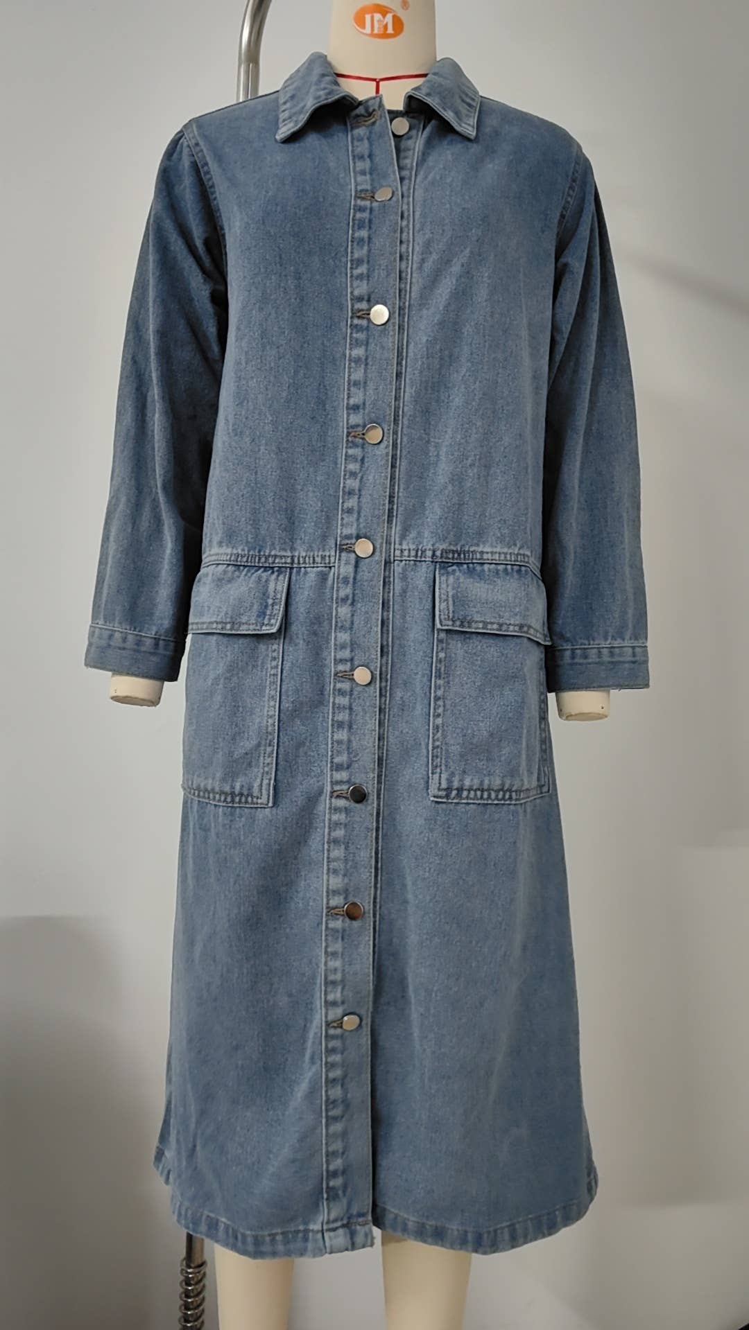 WASHED DENIM CASUAL LONG COAT TOP
