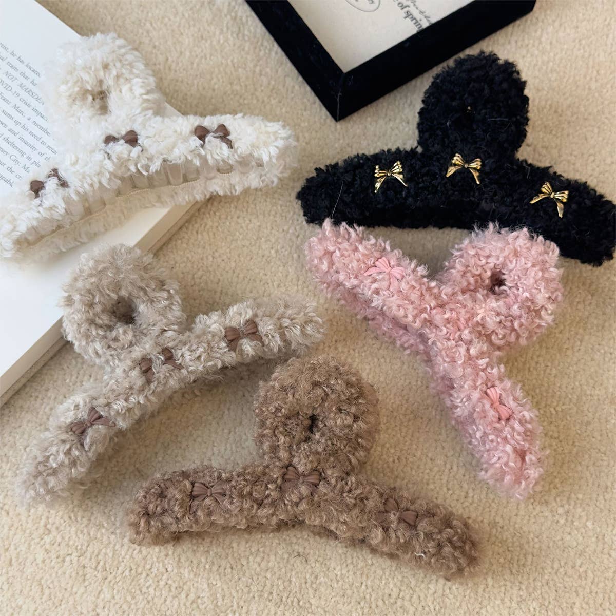 DELUXE PLUSH BOW CLIP LARGE STYLE HAIR CLIP