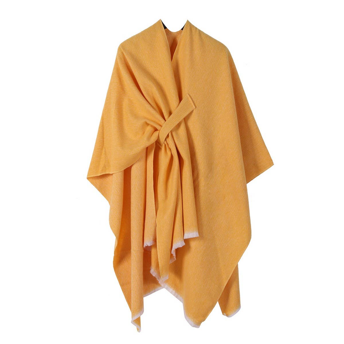 SHAWL KNITTED SOLID COLOR OBLIQUE STRAP CAPE