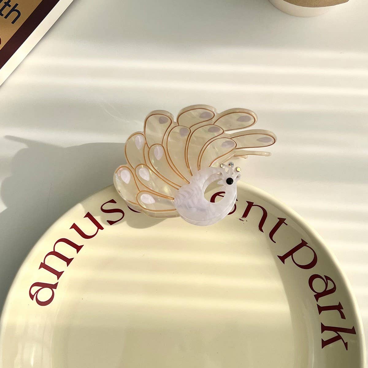 Peacock Acetate Hair Claw, Rhinestone Chic Clip_CWAHA5900