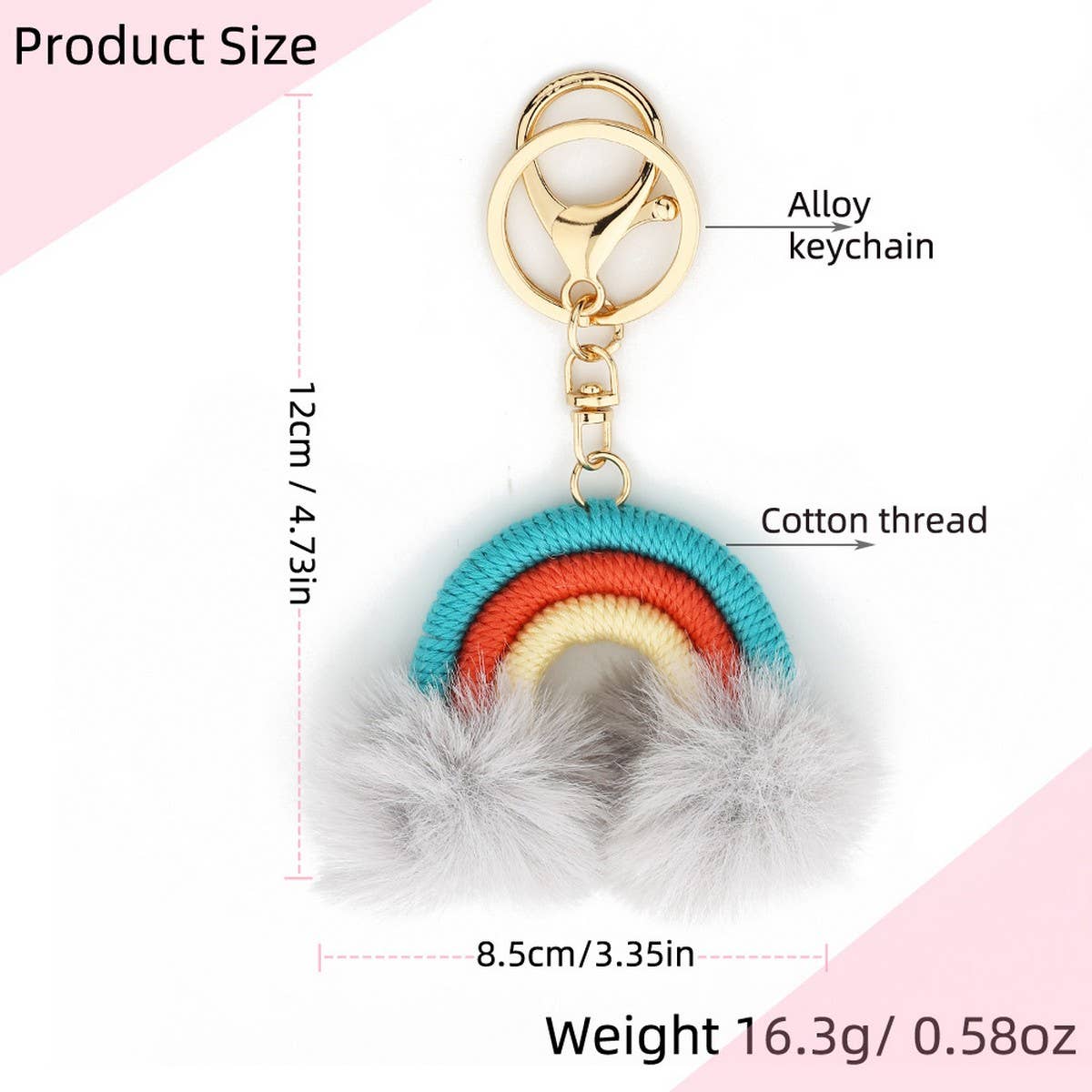 Keychain Cotton Woven Car Pendant Boho Pom Pom_CWAB5017